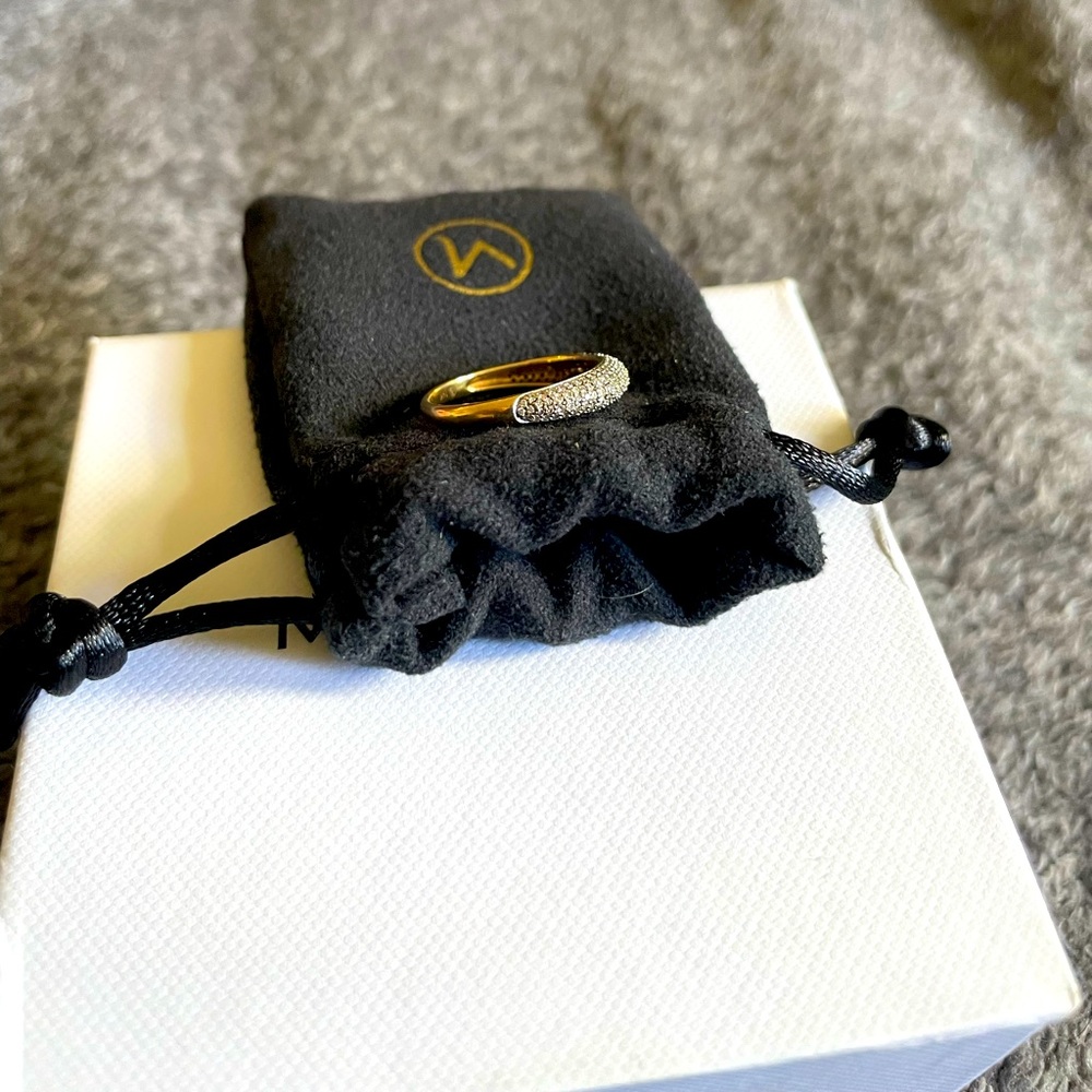 Mejuri Pave Diamond Thin Dome Ring